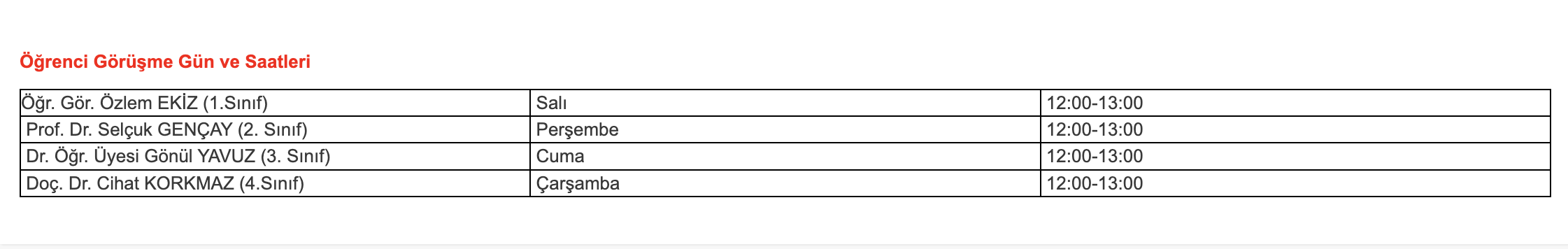 DANIŞMANLIK SAATLERİ